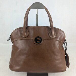 Longchamp Womens Medium Brown Leather Bowler Handbag Made in Morocco